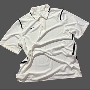 Nike Dri-Fit Polo Shirt Men’s XL White Black Trim Athletic Golf‎ Tennis